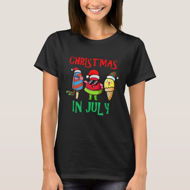 Camiseta Natal Em Julho Pop De Gelo De Melancia Papais noei (Frente)