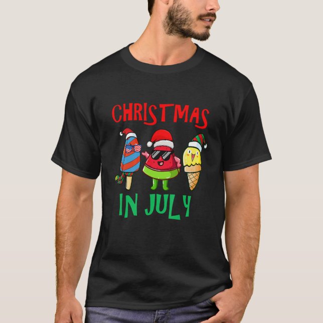 Camiseta Natal Em Julho Pop De Gelo De Melancia Papais noei (Frente)