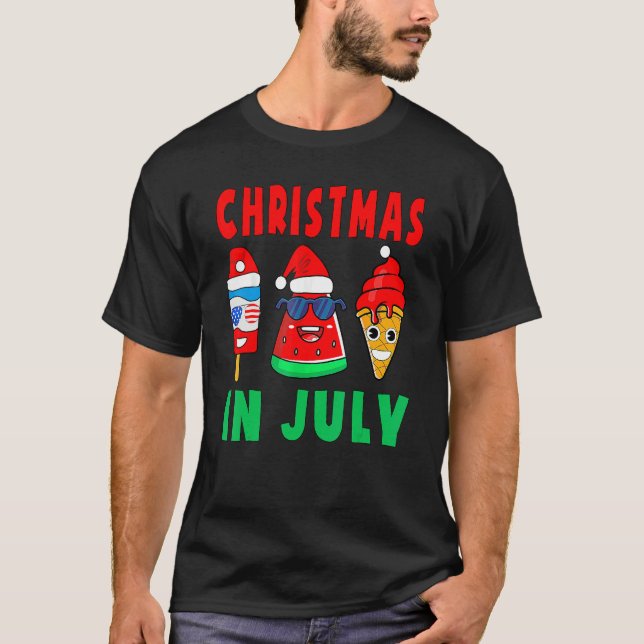Camiseta Natal Em Julho Pop De Gelo De Melancia Papais noei (Frente)