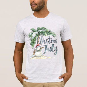 Camiseta Natal em Julho Praia Boneco de Neve & Palmeira