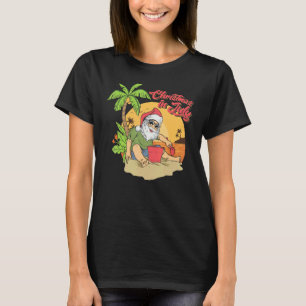Camiseta Natal Em Julho Santa Claus Beach Summer Soltic