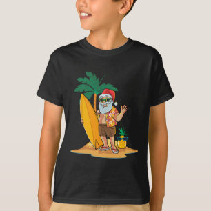 Camiseta Natal Em Julho Santa Engraçado Verão Surf Havaiano