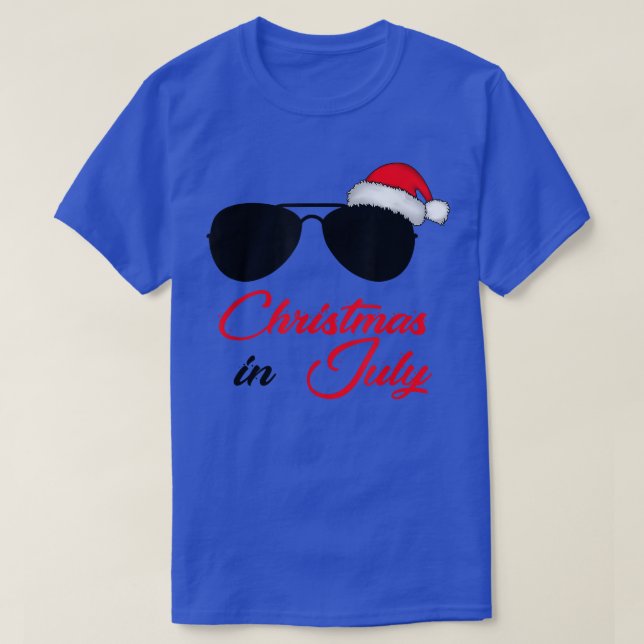 Camiseta Natal Em Julho Santa Hábitos Óculos De Verão (Frente do Design)