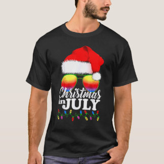 Camiseta Natal Em Julho Santa Hábitos Óculos De Verão