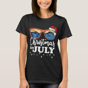 Camiseta Natal Em Julho Santa Hábitos Sunglass Verão Vaca