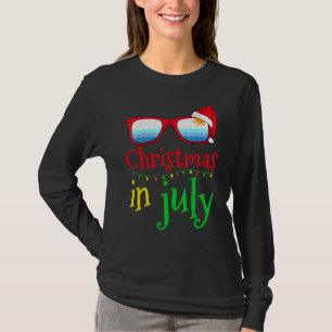Camiseta Natal Em Julho Santa Hábitos Sunglass Verão Vaca