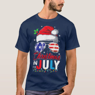 Camiseta Natal em julho Santa Hat EUA Bandeiras sunvidros