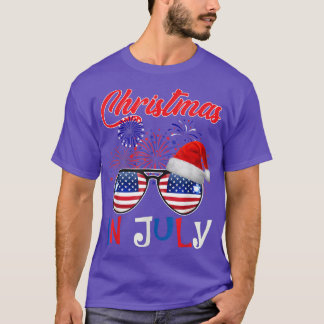 Camiseta Natal em julho Santa Hat Óculos domingos American 