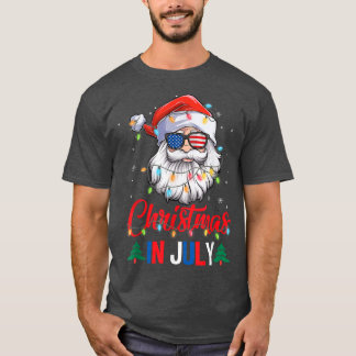 Camiseta Natal Em Julho Santa Hat Óculos Solares Usa Bandei