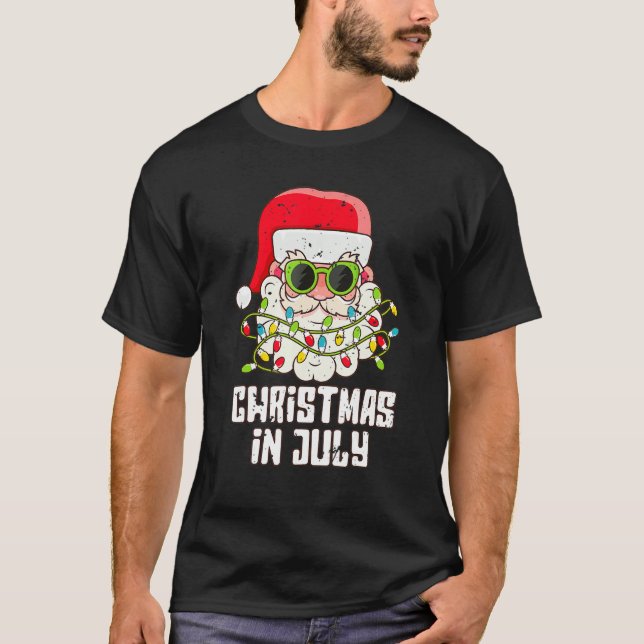 Camiseta Natal Em Julho Santa Hat Sunglass Beach Sume (Frente)
