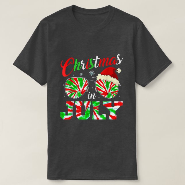 Camiseta Natal Em Julho Santa Hat Tie Dye Óculos De Sol Som (Frente do Design)