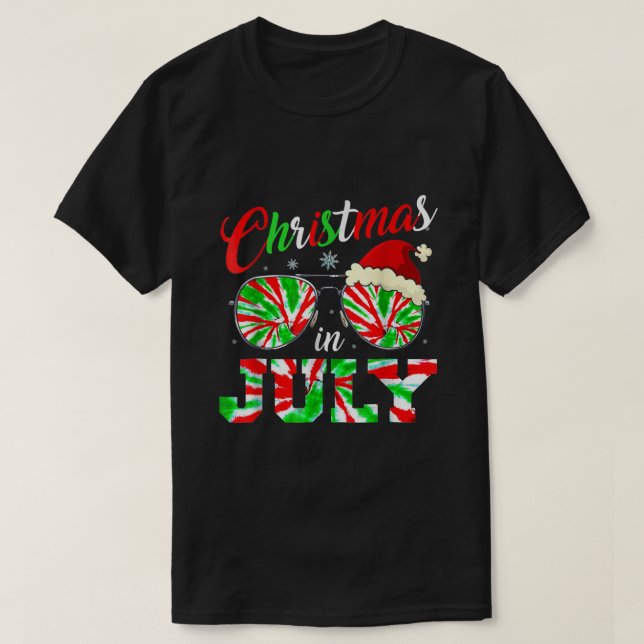 Camiseta Natal Em Julho Santa Hat Tie Dye Óculos De Sol Som (Frente do Design)