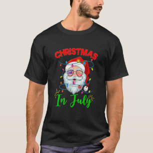 Camiseta Natal Em Julho Santa Hat Usa Bandeira Sunglass Su