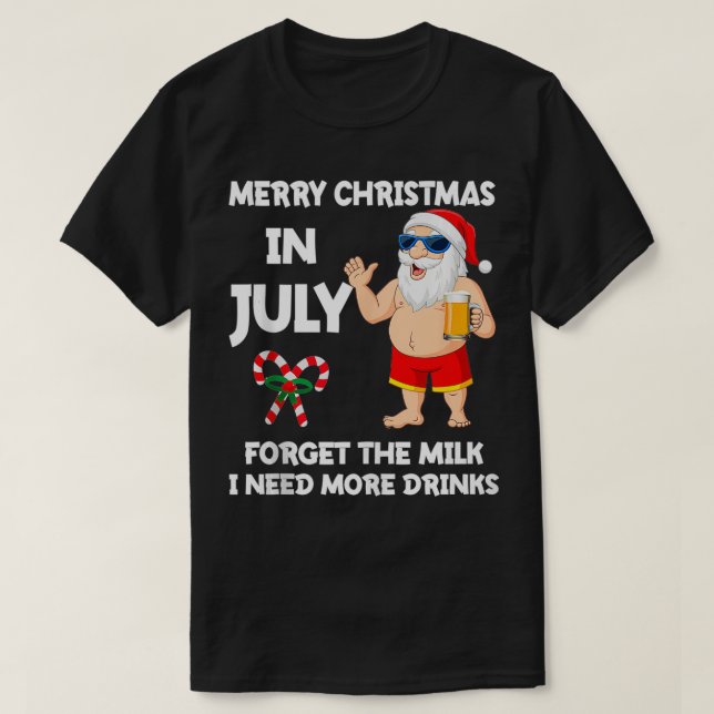 Camiseta Natal em julho Santa Vacinação de Verão Praia Amor (Frente do Design)