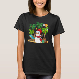 Camiseta Natal Em Julho Snowman Sobre Palm Tree Tropical Be