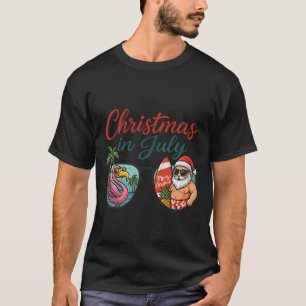 Camiseta Natal Em Julho Solteirões Papai Noel Flamingo Verã