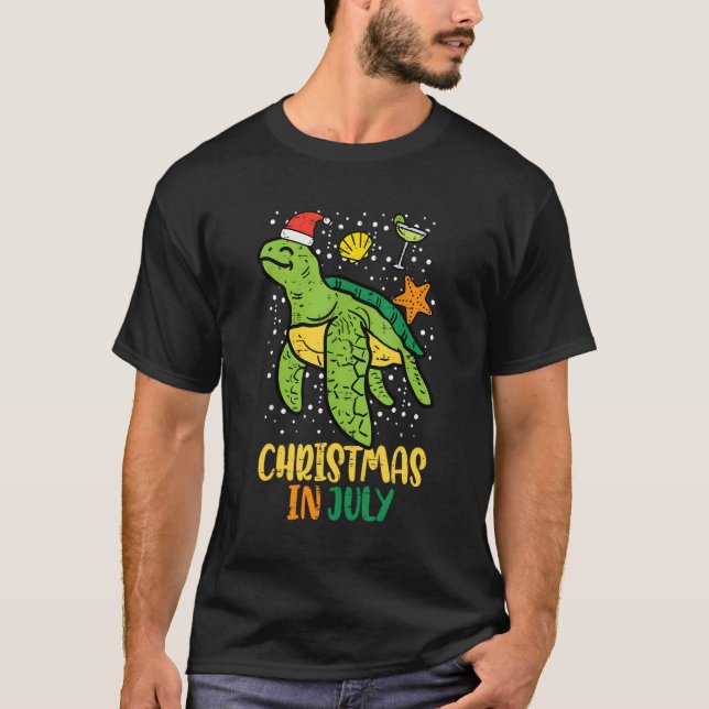 Camiseta Natal Em Julho Turtle Summer Xmas Tortoise Mulher (Frente)