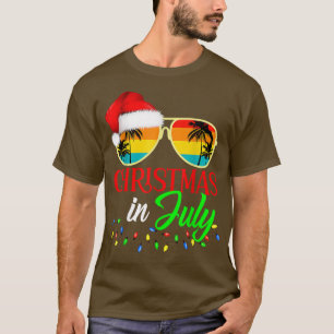 Camiseta Natal em julho Verão de Santa Hat Sunglass, divert