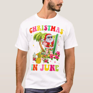 Camiseta Natal Em Junho Papais noeis Engraçados Flamingo Su