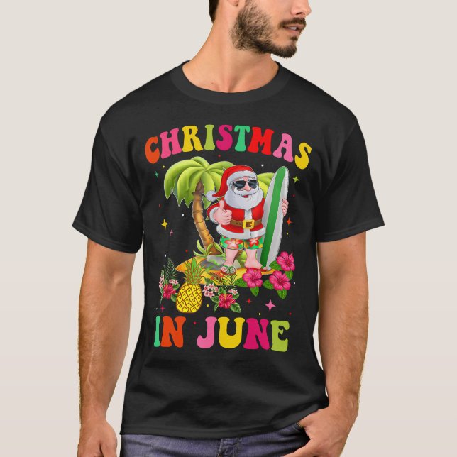 Camiseta Natal Em Junho Papais noeis Engraçados Flamingo Su (Frente)