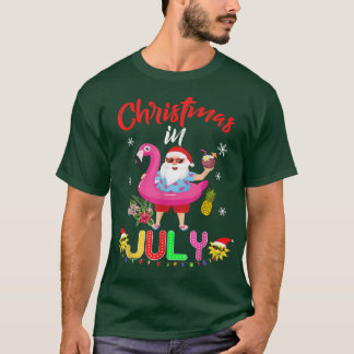 Camiseta Natal Em Papais noeis De Julho Flamingo Summer B N