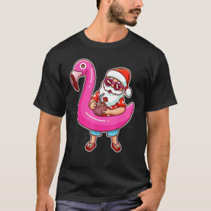 Camiseta Natal Em Papais noeis De Julho Flamingo Summer Haw
