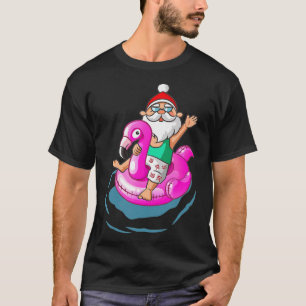 Camiseta Natal em Papais noeis de julho flamingo Summer S d