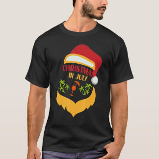 Camiseta Natal Em Papais noeis De Julho Navegando Na Praia