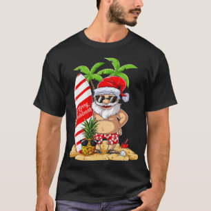 Camiseta Natal em Papais noeis de julho Surf de Verão do Ha