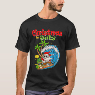 Camiseta Natal em Papais noeis de julho Surf de Verão do Ha