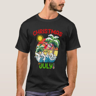 Camiseta Natal Em Papais noeis De Julho Surfando Férias De