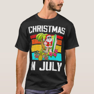 Camiseta Natal em Papais noeis de julho Surfer Hawaii Summe