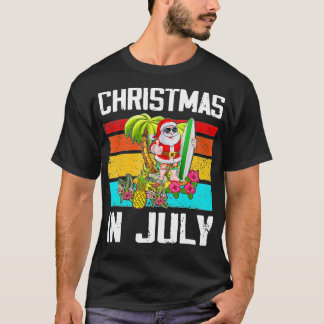 Camiseta Natal em Papais noeis de julho Surfer Hawaii Summe