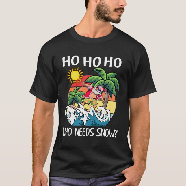 Camiseta Natal Em Papais noeis De Julho Surfing Summer Beac (Frente)
