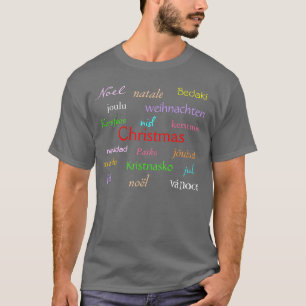 Camiseta Natal Em Todo O Mundo Cinzas Escuras E Cores