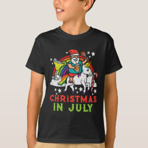 Camiseta Natal Em Unicórnio Arco-Íris Natal Em Julho Divert