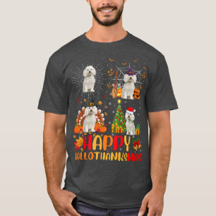 Camiseta Natal Engraçado Bichon Frise Dog Halloth