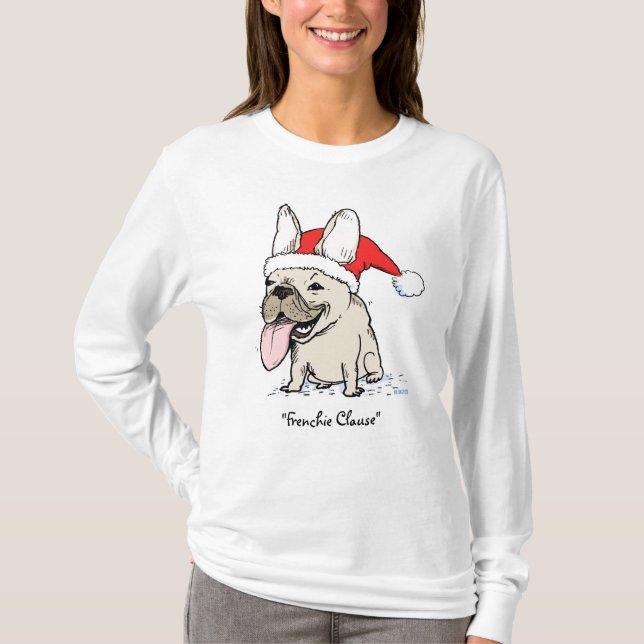 Camiseta Natal engraçado do cão da cláusula de Frenchie do (Frente)
