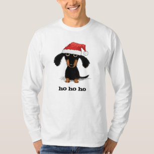 Camiseta Natal engraçado do cão do Wiener de Papai Noel d