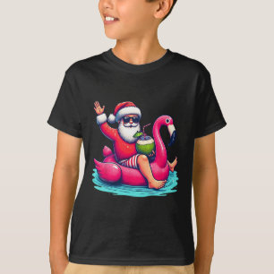 Camiseta Natal Engraçado Em Julho Flamingo Flutuante Xmas