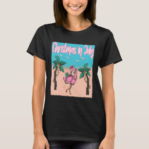 Camiseta Natal engraçado em julho Flamingo Praia Natal Eu