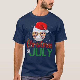 Camiseta Natal Engraçado Em Julho Santa Claus Bola De Baseb