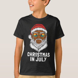 Camiseta Natal engraçado em julho Santa óculos de sol féria