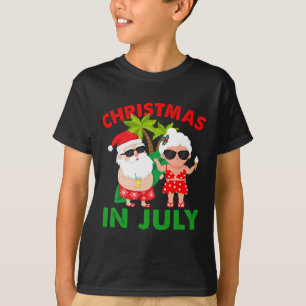 Camiseta Natal Engraçado Em Julho Sr E Sra Papai Noel Soma