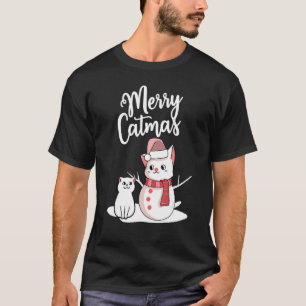Camiseta Natal engraçado Feliz Catmas gato snowcat boneco d