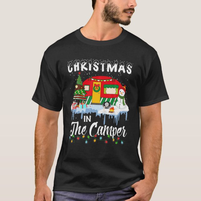 Camiseta Natal Engraçado No Campo De Acampamento RV Natal (Frente)