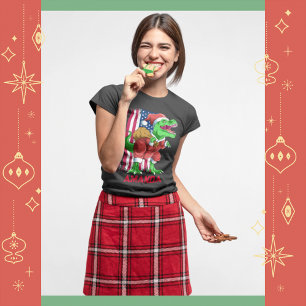Camiseta Natal engraçado Papai Noel T Rex Tyrannosaurus Nat