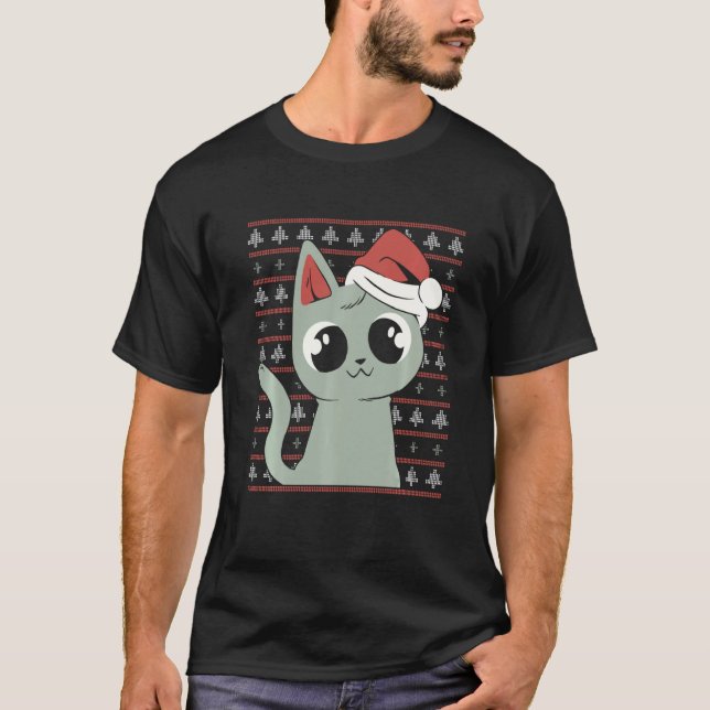 Camiseta Natal Engraçado Papais noeis de Natal Estilo Feio  (Frente)