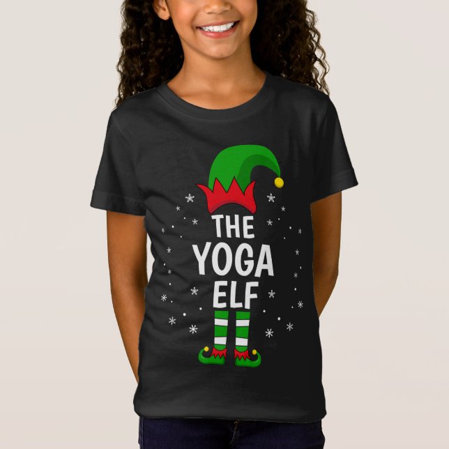Camiseta Natal Engraçado para a Família Yoga Elf Xmas (Frente)