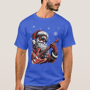 Camiseta Natal engraçado Rock Papai Noel Tocando Guitarra E